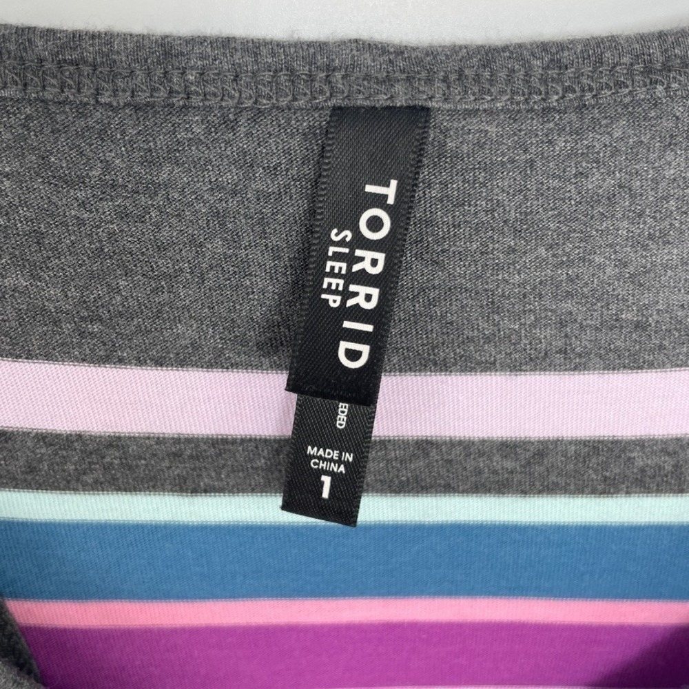Torrid Pajamas Set Shorts Size 2 Tank Top Size 1 Striped Cotton Modal Stretch - Picture 4 of 12